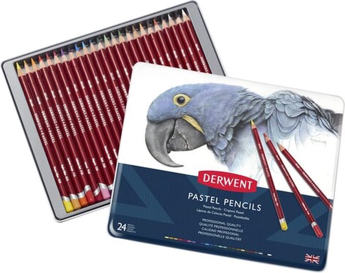 Derwent Pastel Potloden - Assortiment in blik - 4mm - 24 stuks