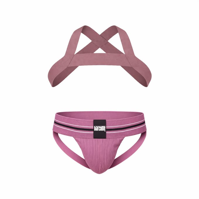 Barcode Berlin Multipack 1x Boris Jockstrap + 1x Harness Matt Brownishpurple - MAAT S - Heren Ondergoed - Jockstrap voor Man - Mannen Jock