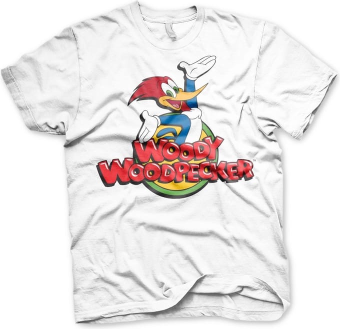 Woody Woodpecker Unisex Tshirt -M- Classic Logo Wit