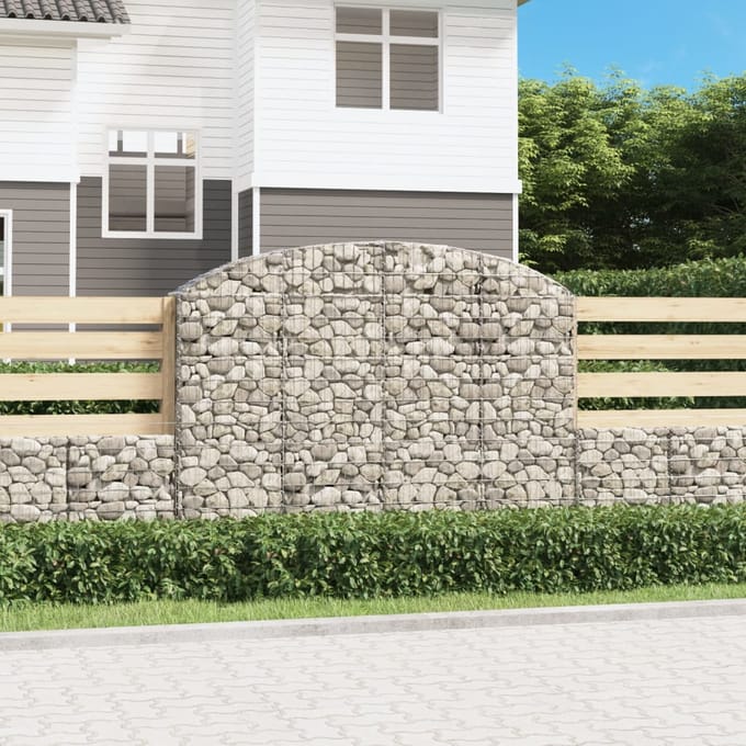 vidaXL - Schanskorf - gewelfd - 200x30x140/160 - cm - gegalvaniseerd - ijzer