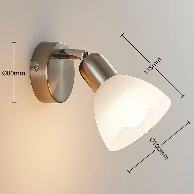 Lindby - buitenspot - 1licht - Glas, metaal - H: 19 cm - E14 - albast wit, nikkel gesatineerd