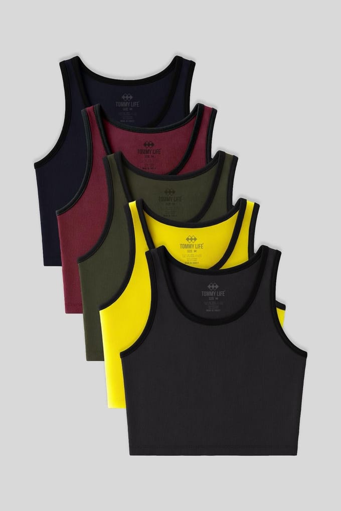 Geribbelde Katoenmix Mouwloze Crop Top