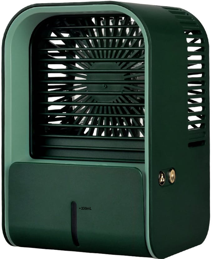 Draagbare airco – Creatieve bureauventilator – Oplaadbare luchtbevochtiger – Mini-koeler (Groen) [Energieklasse A]