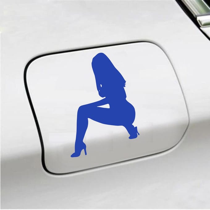 Bumpersticker - Vrouw - 14 X 10 - Blauw