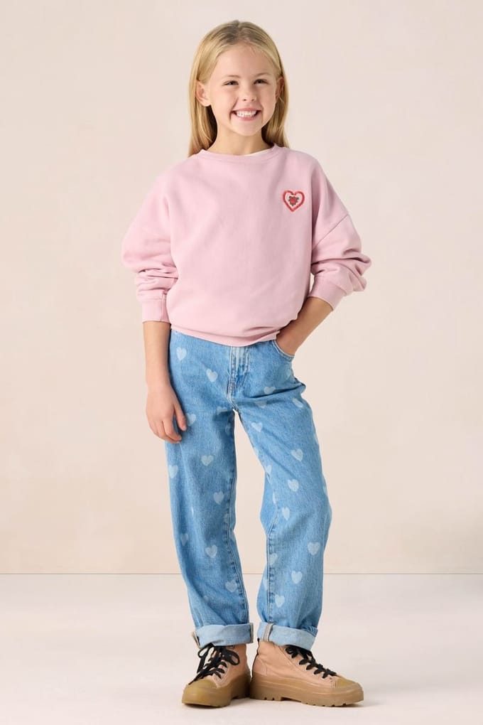 Sissy-Boy - Blauwe straight leg jeans met hartjes