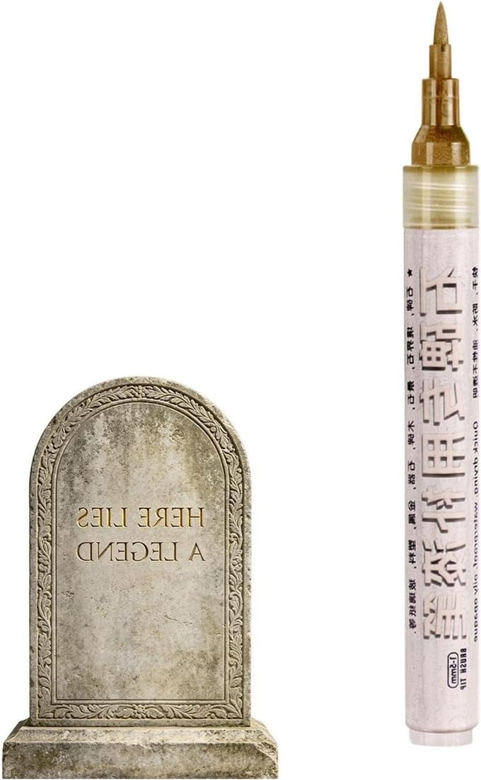 Steen Markeringspen - Restauratie Stift - Inscripties Herstellen - Weerbestendige Kleur - 16 cm - Goud