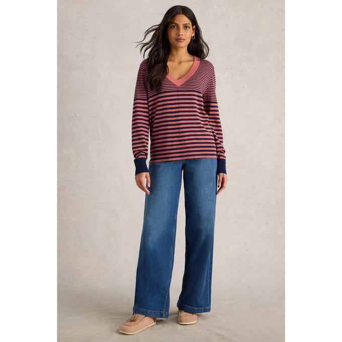 White Stuff Maggie V Neck Jumper Pink Multi Taglia: 8 | Maglioni a maglia Outlet | Donna | Rosa