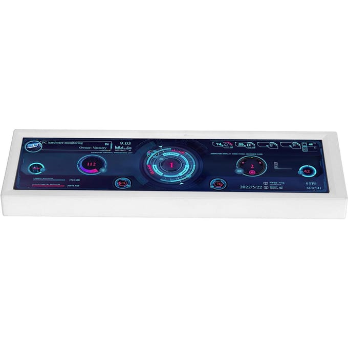 8,8 inch PC Temperatuurweergave Professioneel HD IPS 1920x480 LCD-scherm PC CPU Gegevens Secundair wit