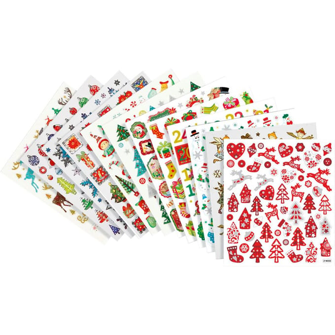 Stickerboek, vel 15x16,5 cm, circa 584 stuk, 12 vellen