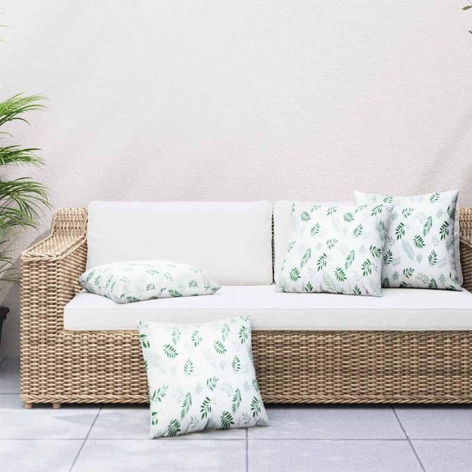 vidaXL - Verspreiding - Kussens - 4 - st - Polyester - stof - Bladpatroon - 60 - x - 60 - cm