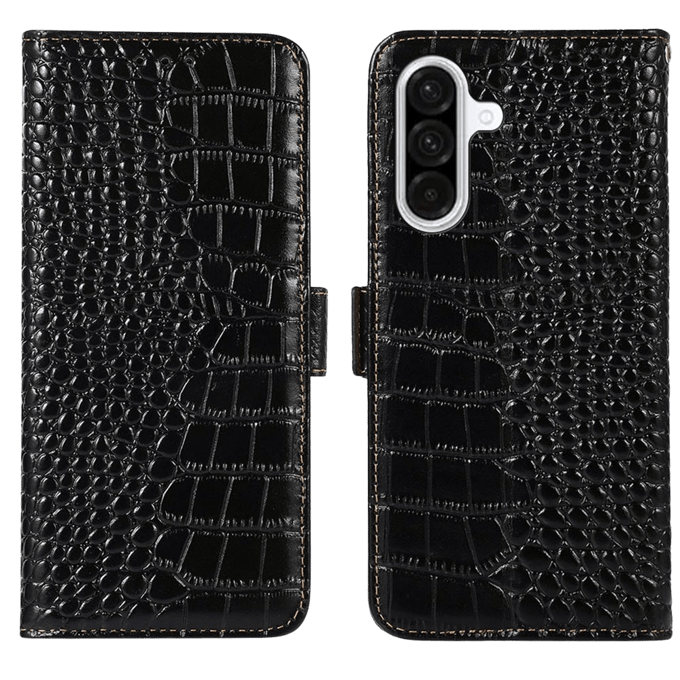 Mocaa Samsung Galaxy A56 Croco Book Case Leer Zwart