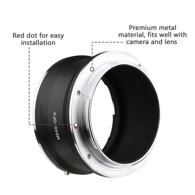 M645-GFX Camera Lens Adapter Vervanging voor Mamiya 645 Lens naar Fujifilm G Mount GFX100 GFX50S zwart