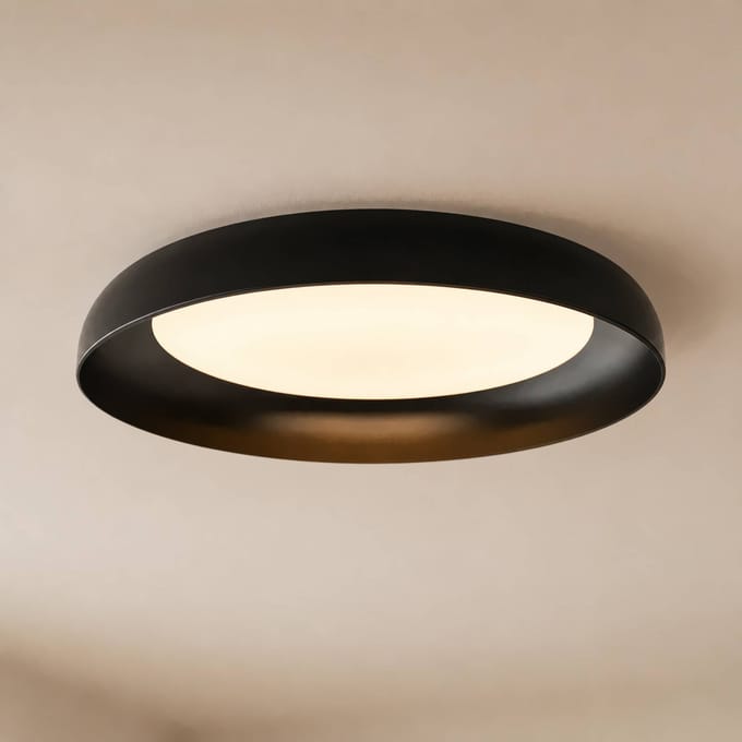 Lindby LED plafondlamp Florie, zwart, metaal, Ø 40 cm