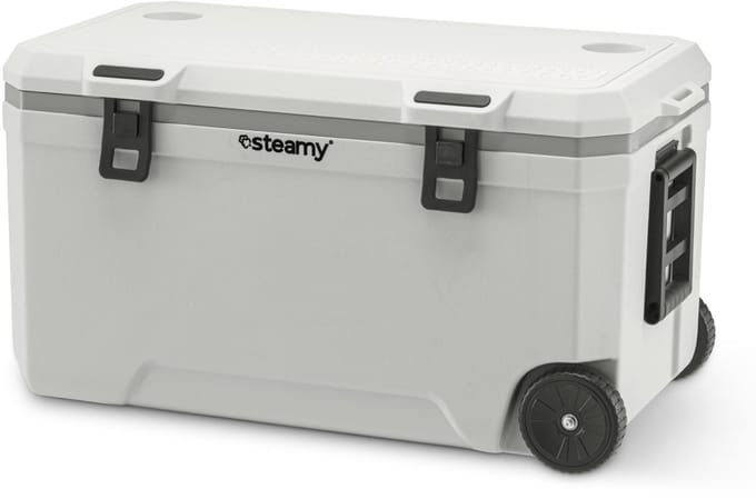Steamy Marine 120 Roller - Grote Koelbox op Wielen - Speciaal voor op de boot - 120 Liter - Frigobox - Wit