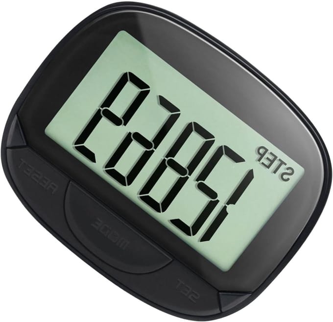 Stappenteller Met Clip - Loopmeter Calorieënteller - Gezond Leven - Groot 55mm Display - 65 x 52 x 23 mm