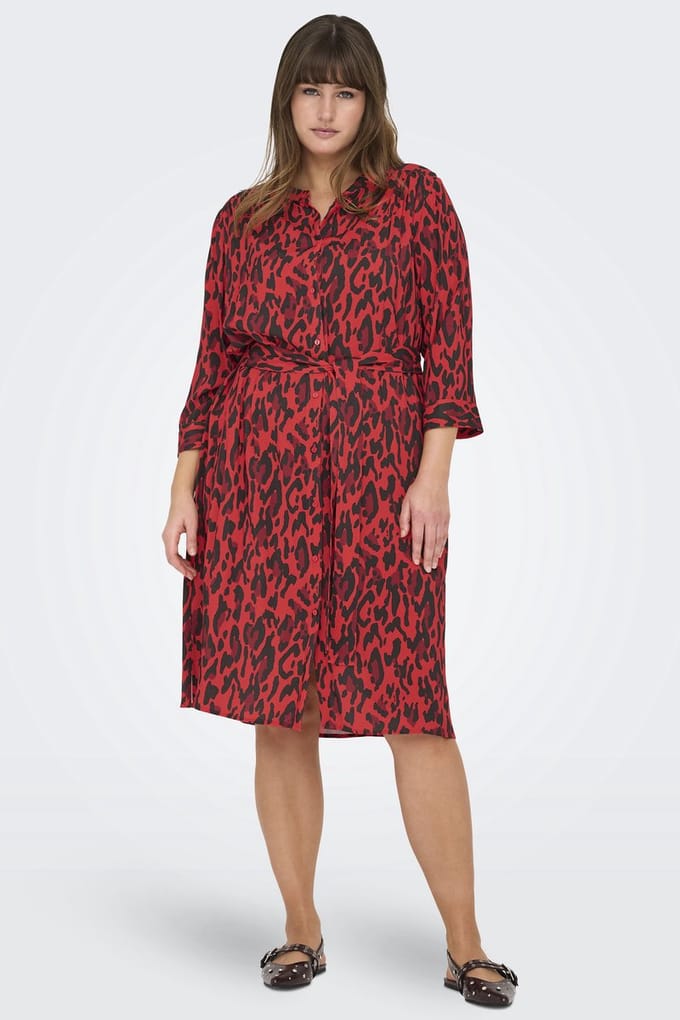 ONLY CARMAKOMA - CARHARMONY LIFE 3/4 BLK DRESS AOP BS - Dames - Mini jurken