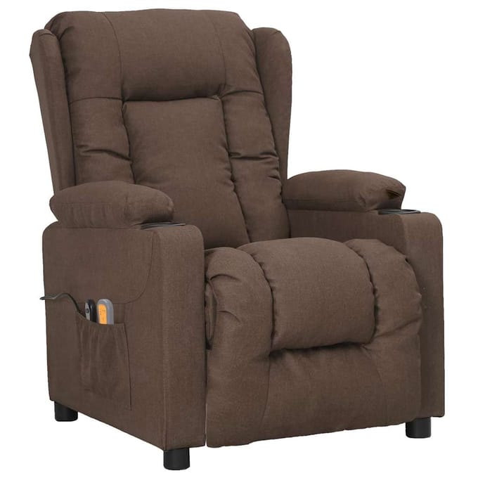 vidaXL - Massagestoel - elektrisch - stof - taupe