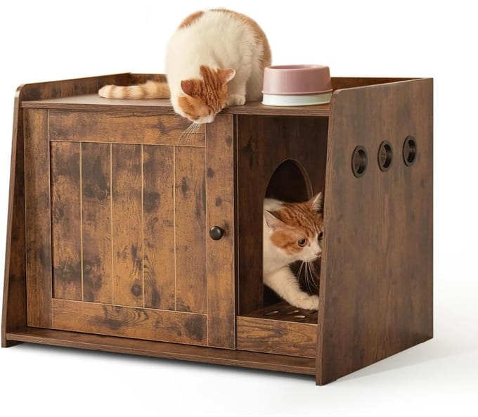ApexArte® Kattenbak Kast - Kattenhuis - Kattenmand - Natuurlijk