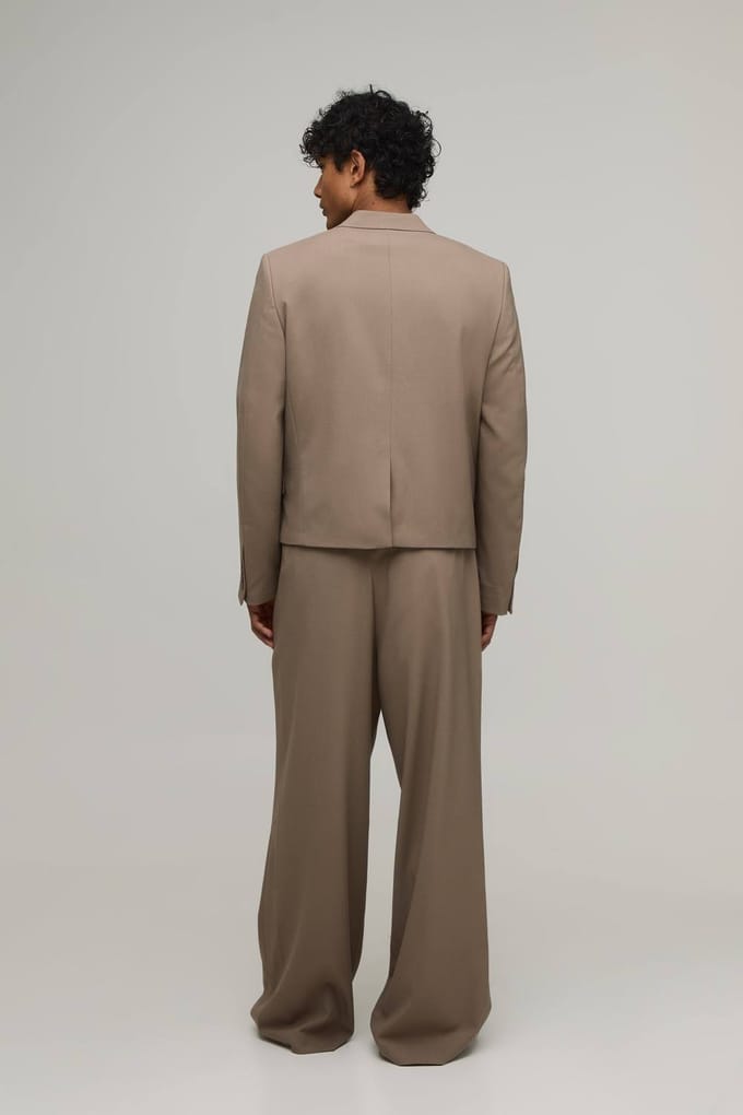 Getailleerd Gecropte Boxy Colbertjasje | Taupe | Size 36