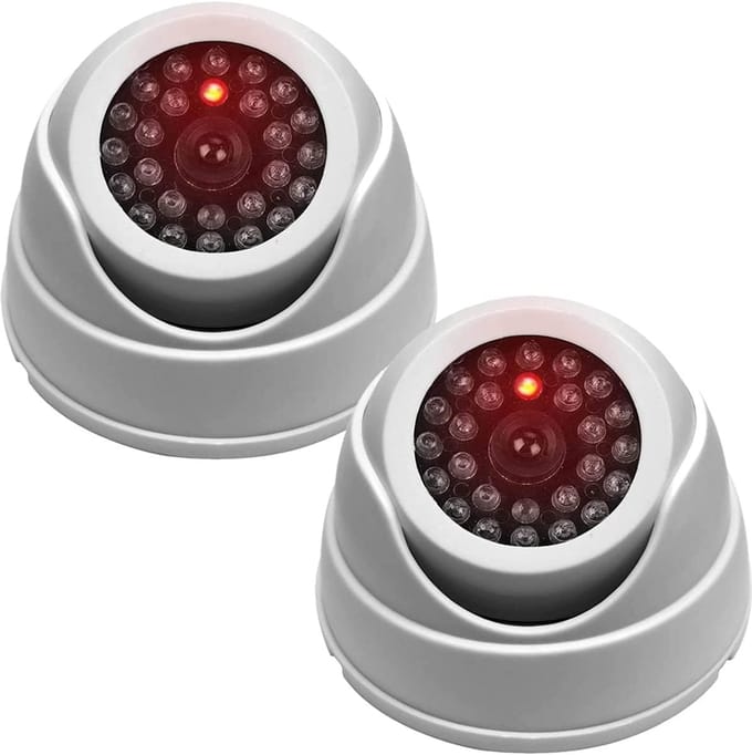 Dummy Camera Set - Nep Camera Beveiligingscamera - Diefstal Afschrikken - Met Knipperend LED - 2 Stuks - Wit