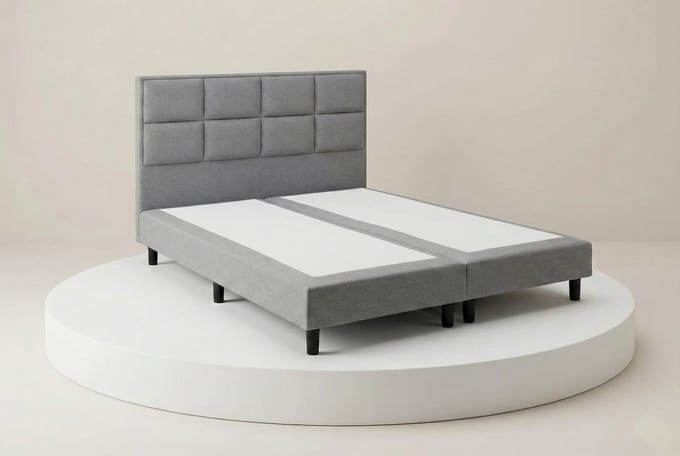 Boxspring DreamLux - 90x200 Zonder matras - Grijs 8 Vaks - BalBedden
