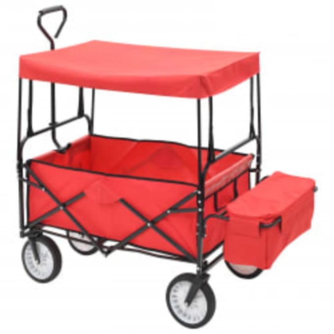 vidaXL - Handkar - inklapbaar - met - luifel - staal - rood
