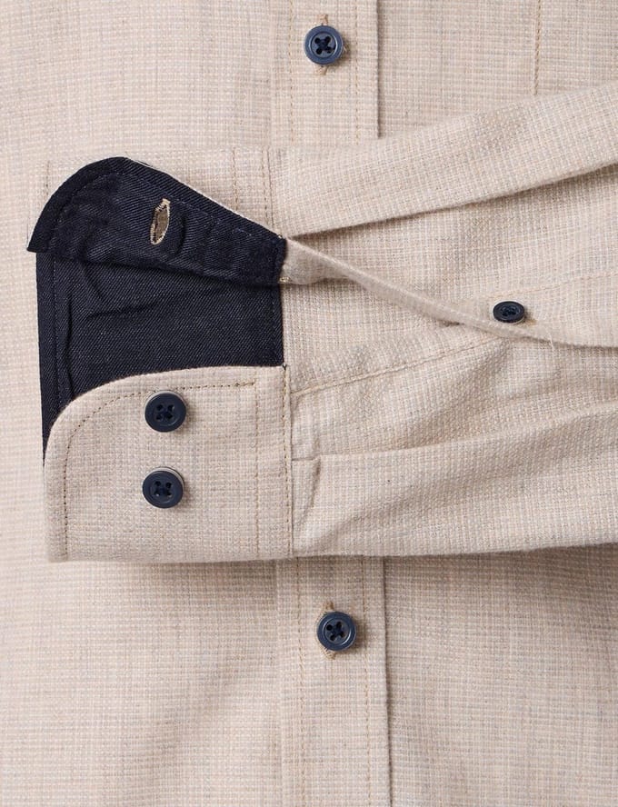 CASA MODA Sport casual fit overhemd - structuur - beige
