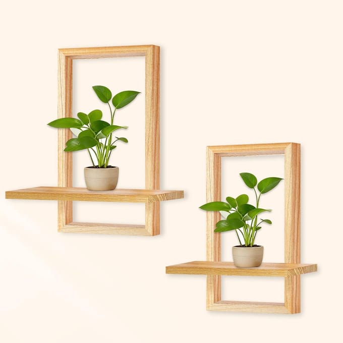 Houten Regale voor Wand Dekor (Beige)