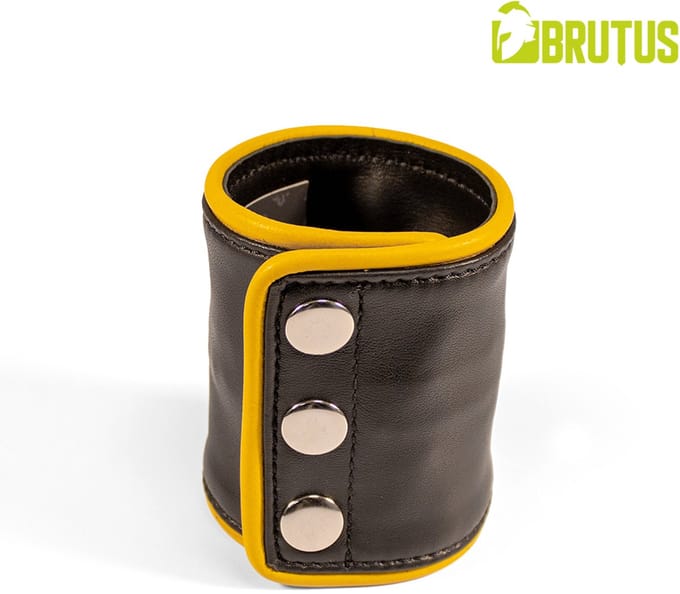BRUTUS Leather Wristwallet Zip Black/Yellow