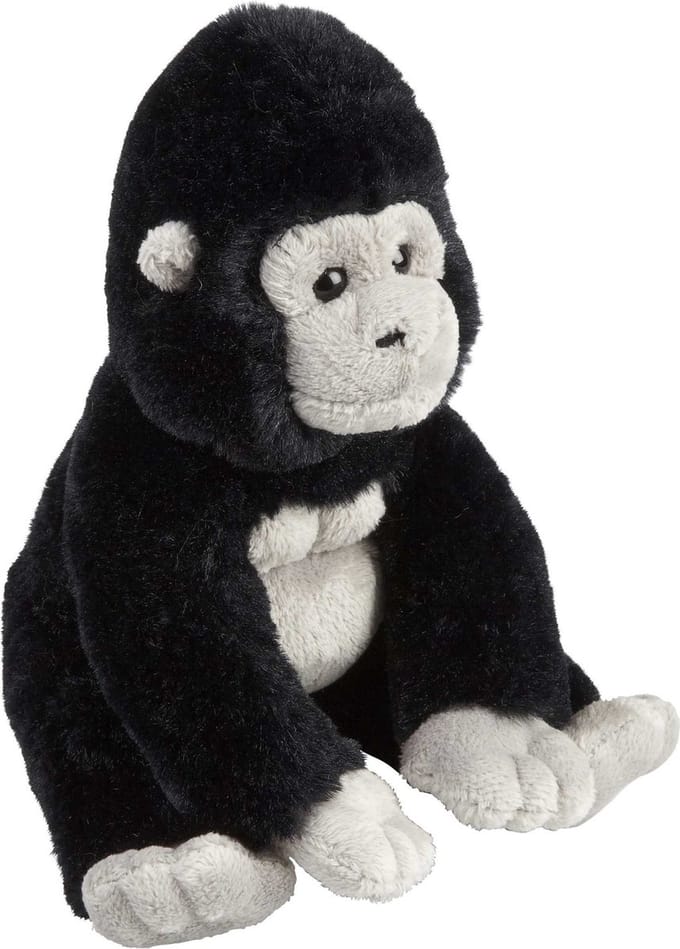 Ravnesden Pluche knuffel dier - Gorilla Aap - zwart/grijs - 18 cm - Apen knuffeldieren