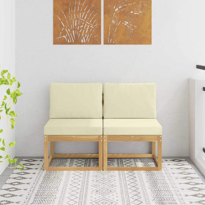 vidaXL - 2 - st - Buiten - Midden - Sofa - Massief - Acacia - Hout - Wit