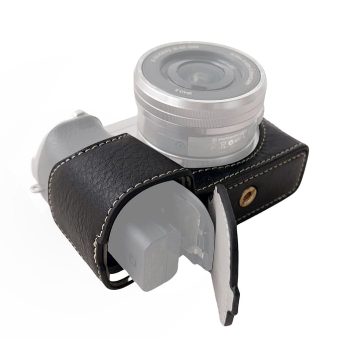 Étui de protection pour appareil photo portable, style rétro, sac de transport, ouverture par le bas, remplacement noir