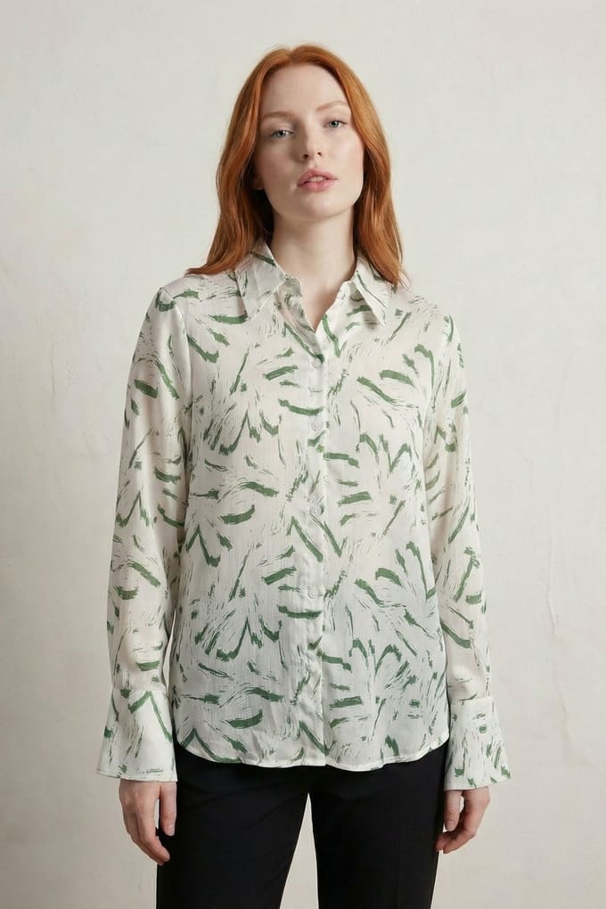 Abstracte Print Knop-Up Shirt