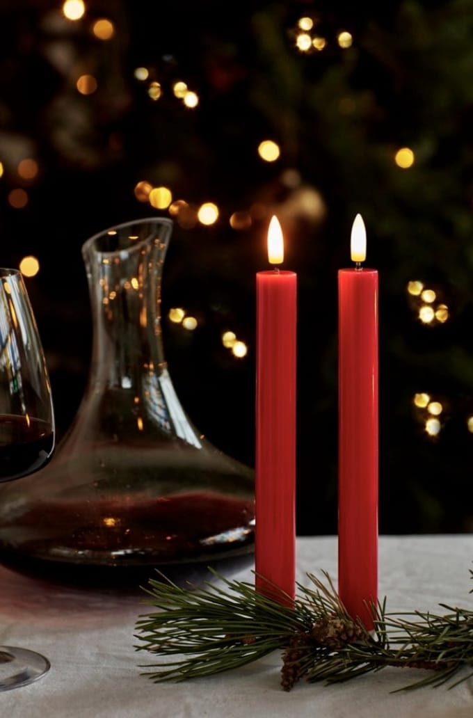 Sirius - LED-Dinerkaarsen 'Sille' (20cm hoog, Set van 2) - Kerst - Rood