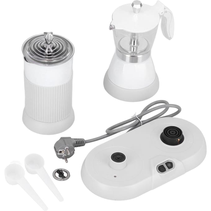 Elektrische Melkopschuimer met Moka Pot Automatische Koffieschuim Maker Melkopschuimer Machine white