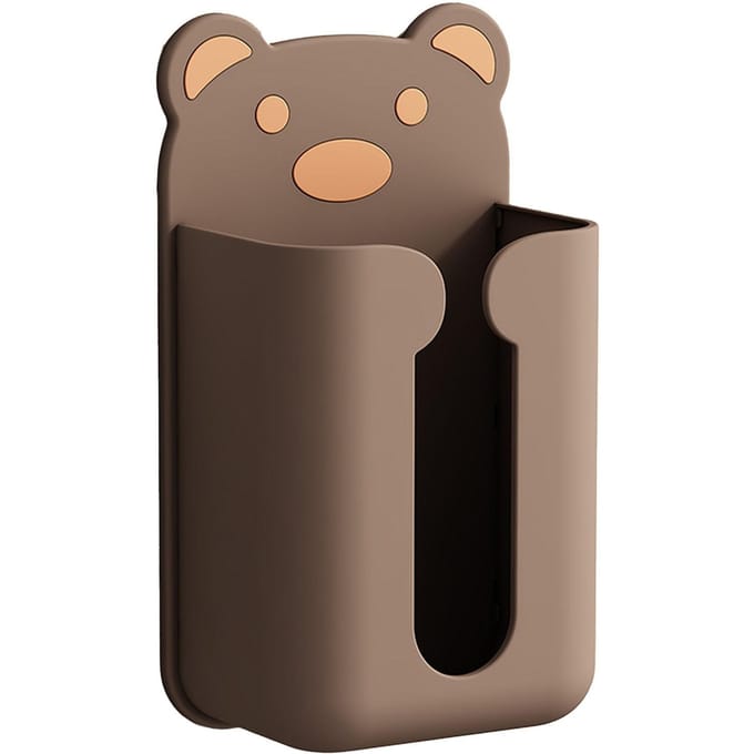 Boîte à mouchoirs murale sans perçage motif ours mignon distributeur de mouchoirs en plastique pour maison salle de bain marron