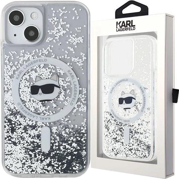 Karl Lagerfeld Liquid Glitter Choupette Head MagSafe case for iPhone 13 - transparent