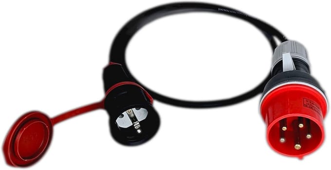 CEE Verloopkabel 3 Meter 16A 380V naar 230V Schuko Werkplaats Verlengknoer
