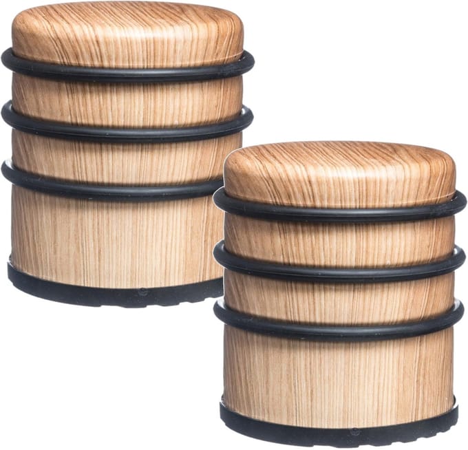 5Five Ronde deurstopper - 2x - houtlook - 7 x 8 cm - van metaal - Deurstop - Buffer
