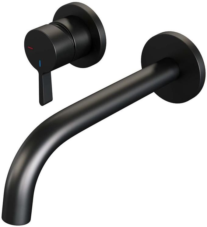 Brauer Black Edition Inbouw Wastafelmengkraan met Gebogen Uitloop en Rozetten Model E2 Mat Zwart