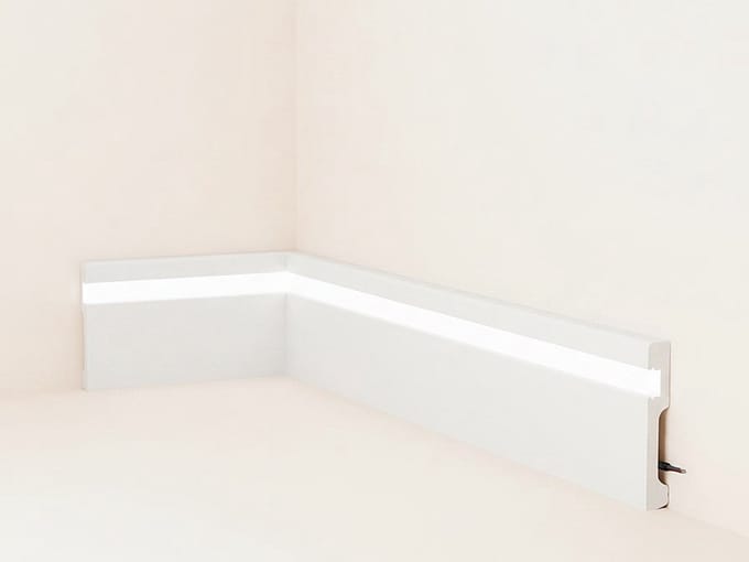 Vente-unique Set van 3 plinten van polystyreen L290 x H12 cm wit - ATENO