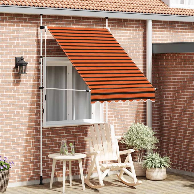 vidaXL - Luifel - handmatig - uittrekbaar - 150 - cm - oranje - en - bruin