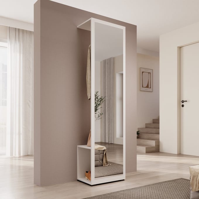 Meubella - Deacon - Halkast - Wit - 50x35x189 cm
