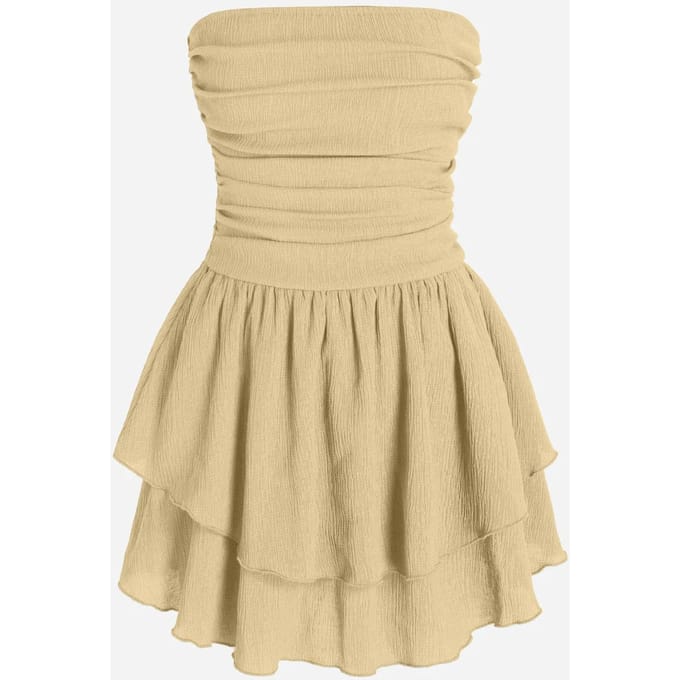 Strapless Geweven Ruches Mini-jurk