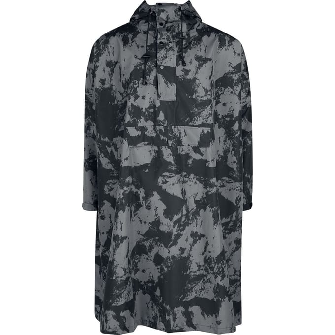 R.E.D. Rock-Engineered Design Zwarte camouflage regenjas met capuchon en trekkoord - Unisex - Standard