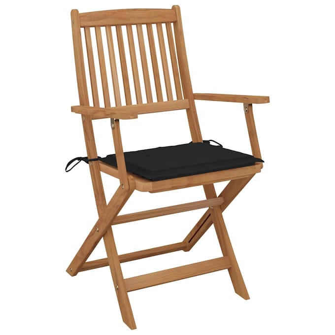 vidaXL - Inklapbare - stoelen - 6 - st - met - kussens - massief - acaciahout