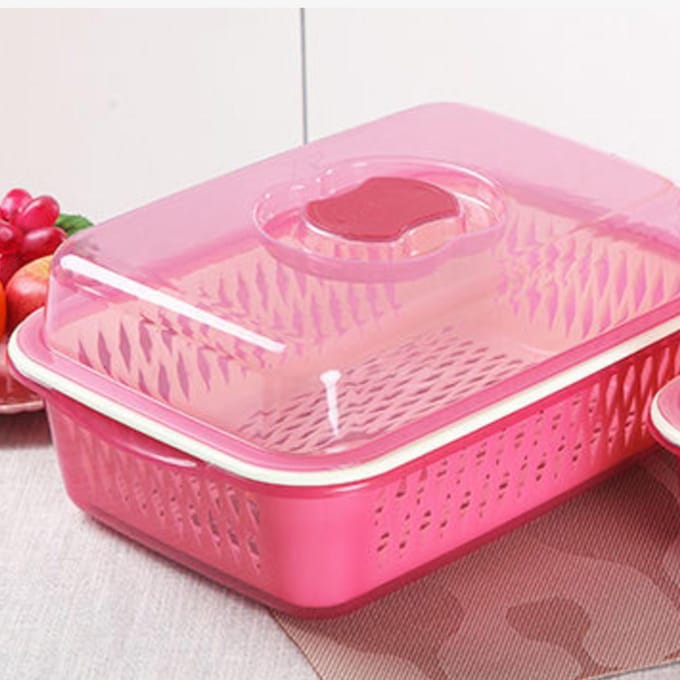 Dubbellaags afdruipmand Verdikt plastic Grote capaciteit met deksel Afwasgroentemandjes voor pink