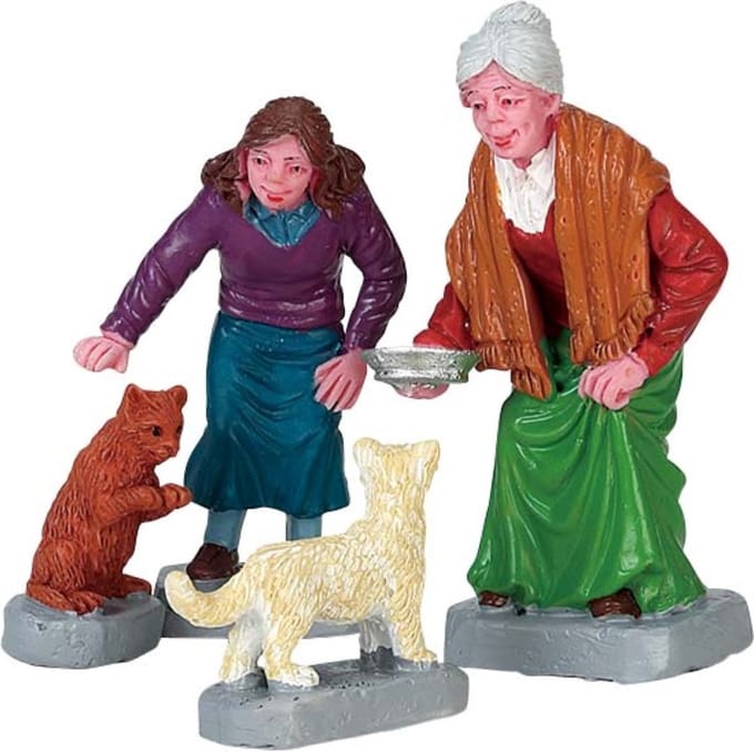 Lemax - Cream For Kitty -  Set Of 4 - Kersthuisjes & Kerstdorpen