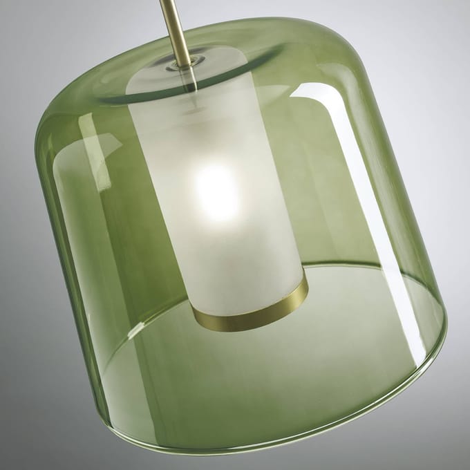 miloox by Sforzin Hanglamp Frida, dubbele kap glas, buiten groen