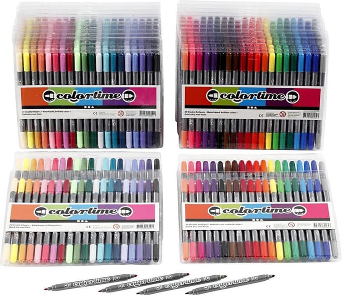 Colortime dubbelstift, lijndikte: 2,3+3,6 mm, 24 dozen, standaardkleuren, extra kleuren